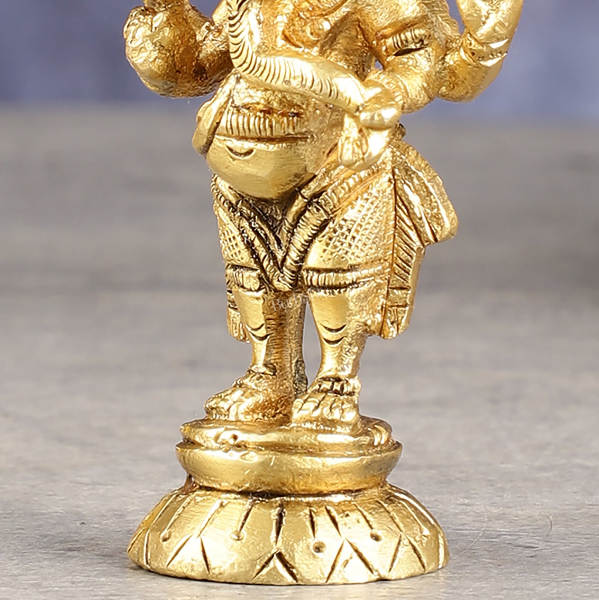 Brass standing ganesha miniature idol 3 inch - Budhshiv.com
