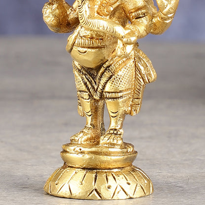 Brass standing ganesha miniature idol 3 inch - Budhshiv.com