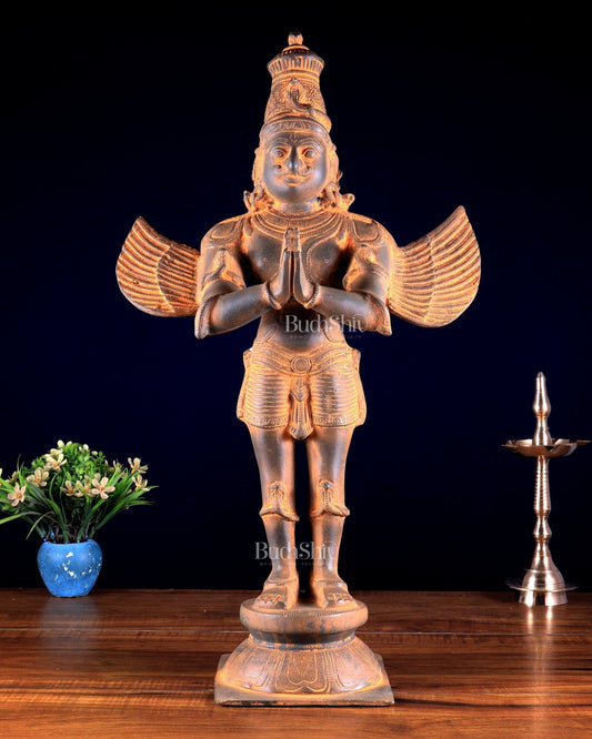 Brass Standing Garuda Dev Statue - 22 Inch - Budhshiv.com