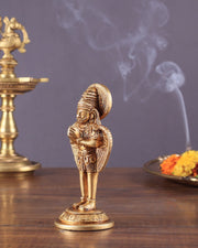 Brass standing Garuda Idol 4 inch anjali mudra - Budhshiv.com