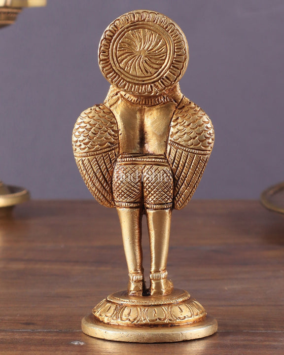 Brass standing Garuda Idol 4 inch anjali mudra - Budhshiv.com