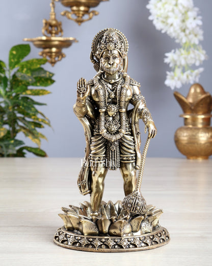 Brass Standing Hanuman Idol – Superfine Carvings 8 inch - Budhshiv.com