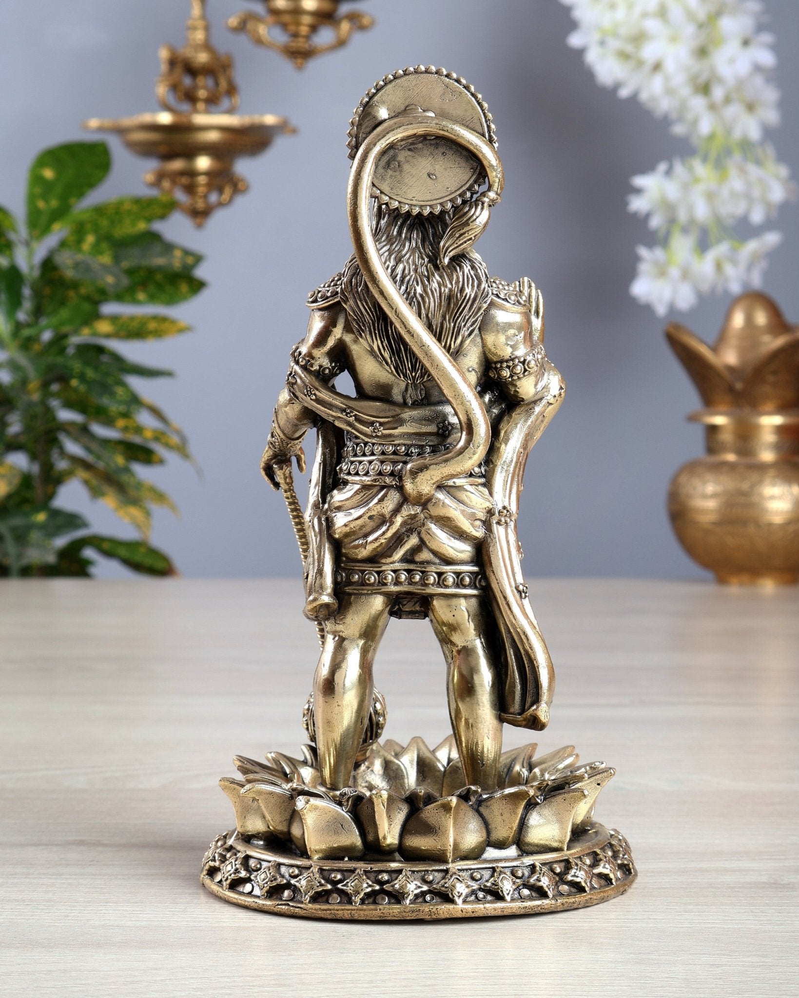 Brass Standing Hanuman Idol – Superfine Carvings 8 inch - Budhshiv.com