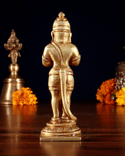 Brass Standing Hanuman Ji in Anjali Mudra – Small 4.7" - Budhshiv.com