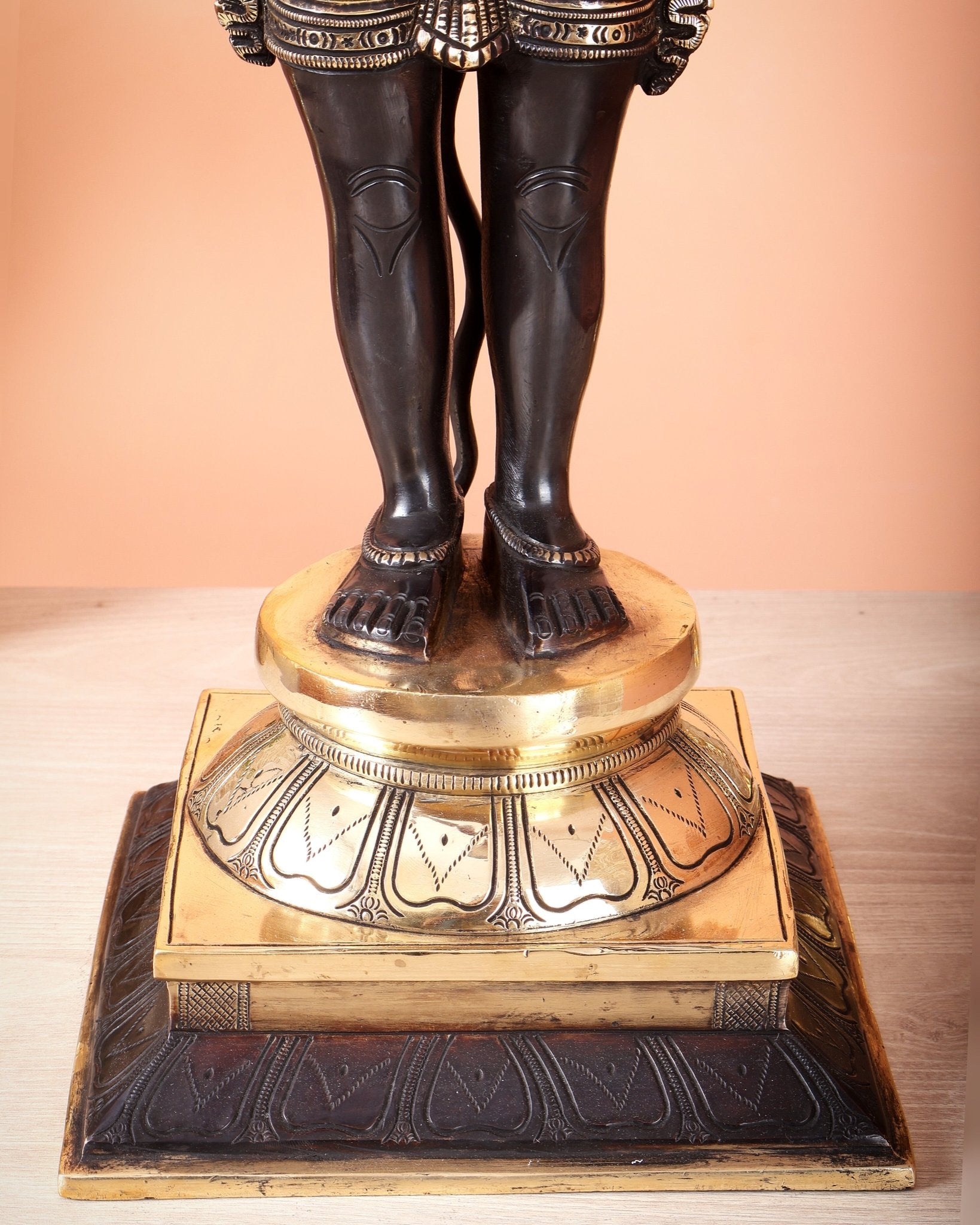 Brass Standing Hanuman Statue Blessing Mudra Black Edition | 23 Inch Idol - Budhshiv.com