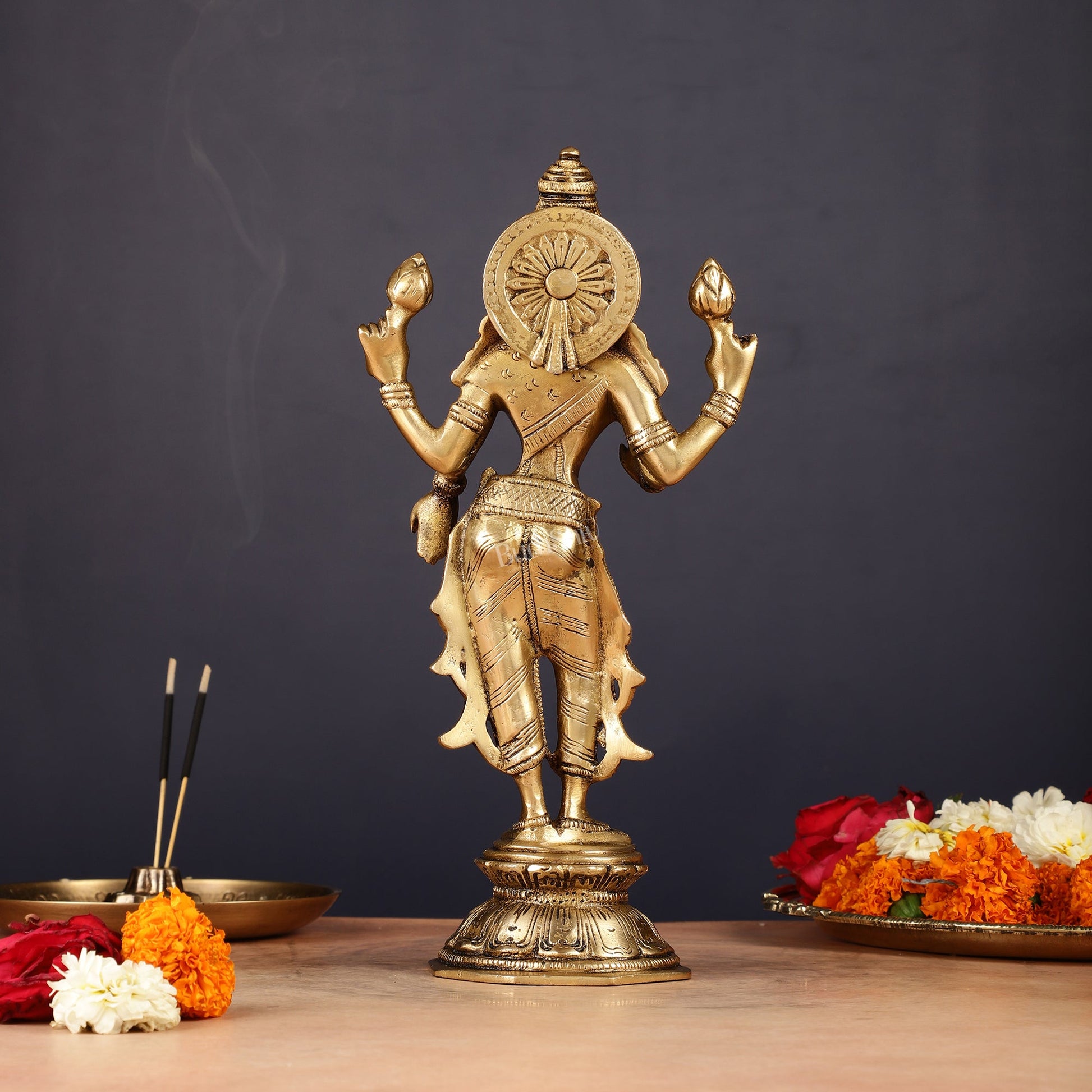 Brass Standing Lakshmi Idol 10" - Budhshiv.com