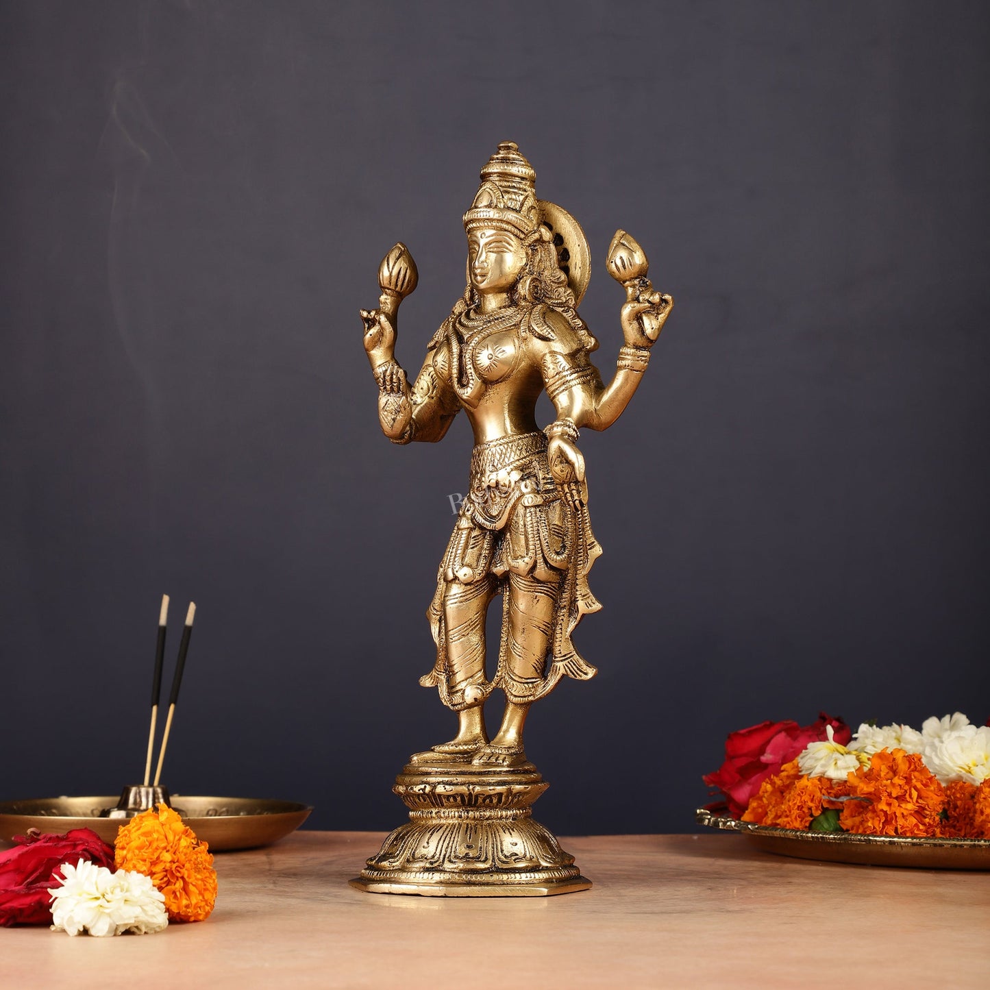 Brass Standing Lakshmi Idol 10" - Budhshiv.com