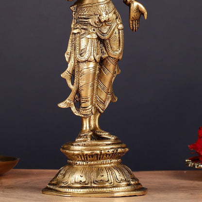 Brass Standing Lakshmi Idol 10" - Budhshiv.com