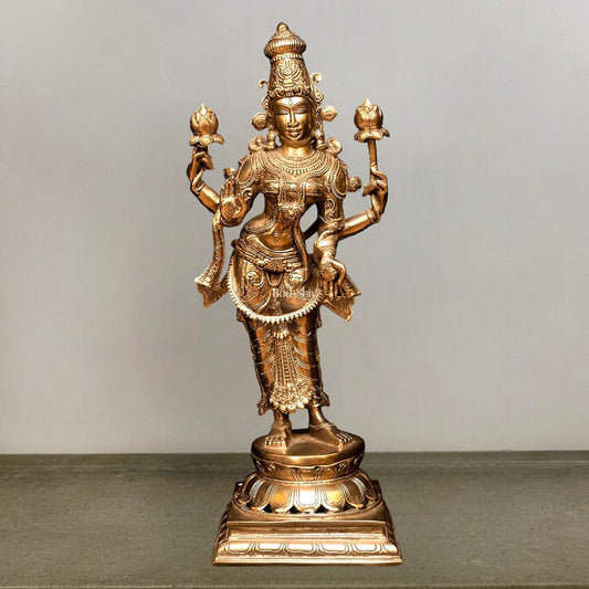 Brass Standing Lakshmi Idol - 19 Inch - Budhshiv.com