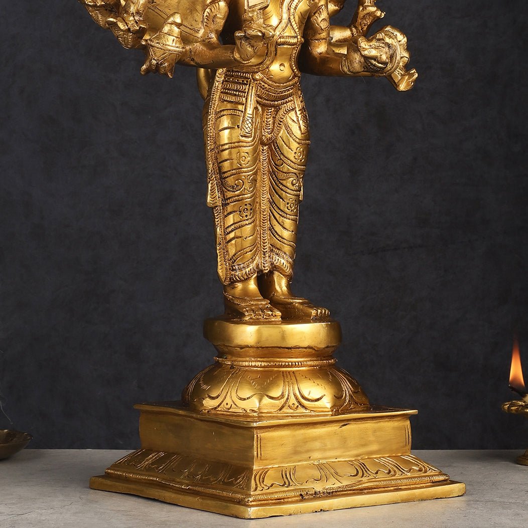 Brass Standing Lord Panchmukhi Hanuman Statue 22 inch - Budhshiv.com
