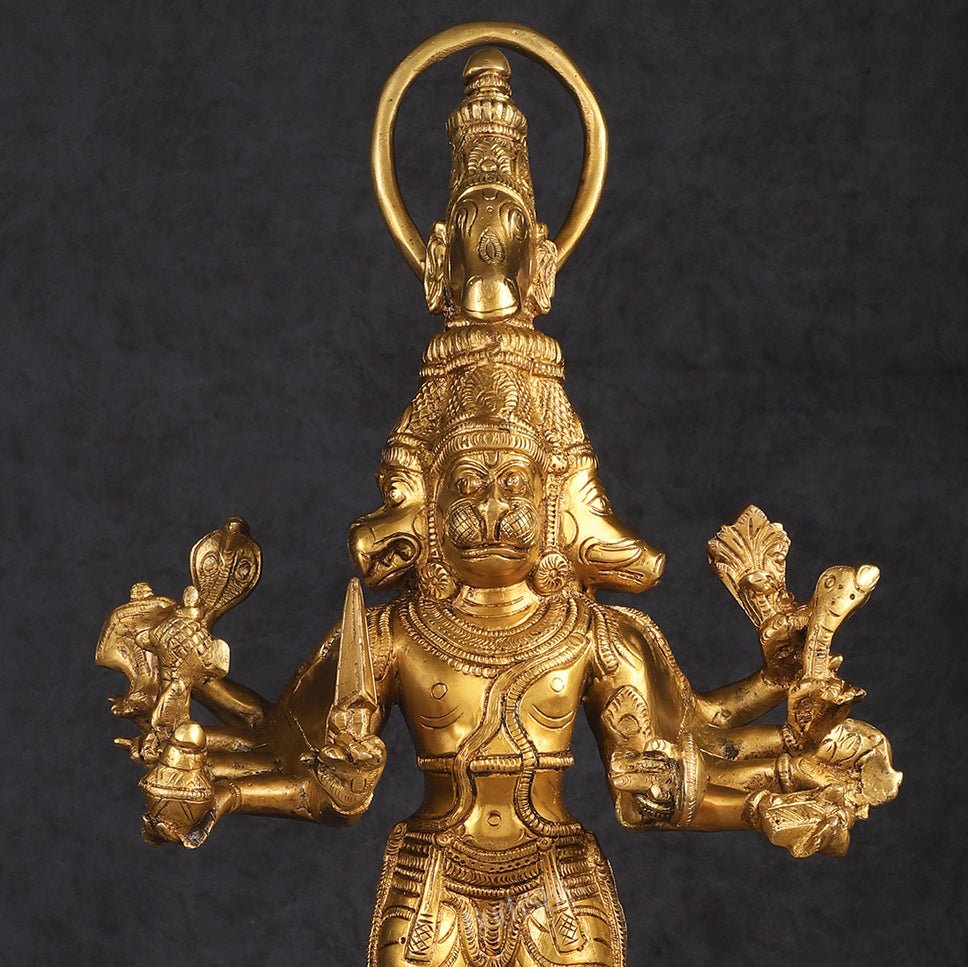 Brass Standing Lord Panchmukhi Hanuman Statue 22 inch - Budhshiv.com