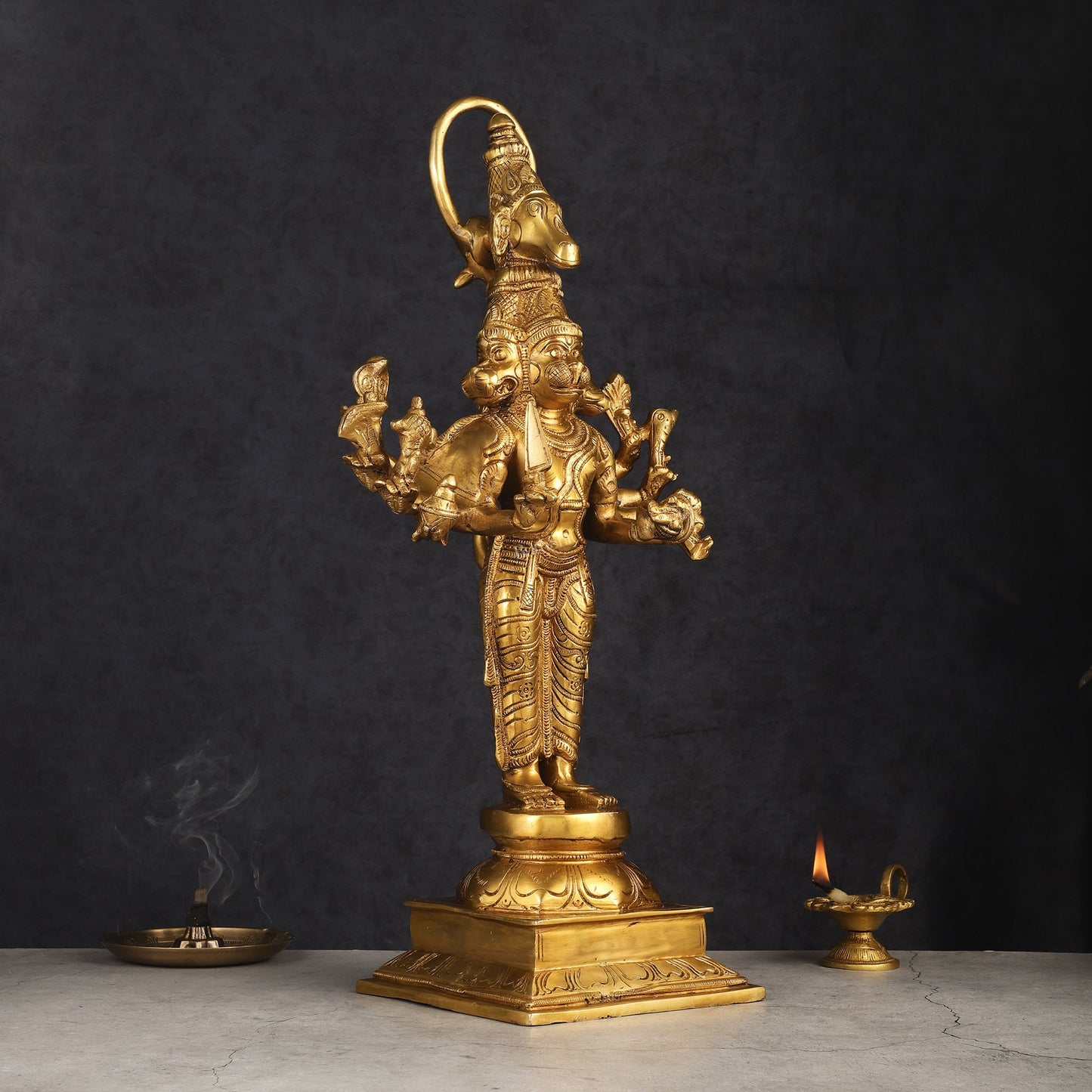 Brass Standing Lord Panchmukhi Hanuman Statue 22 inch - Budhshiv.com