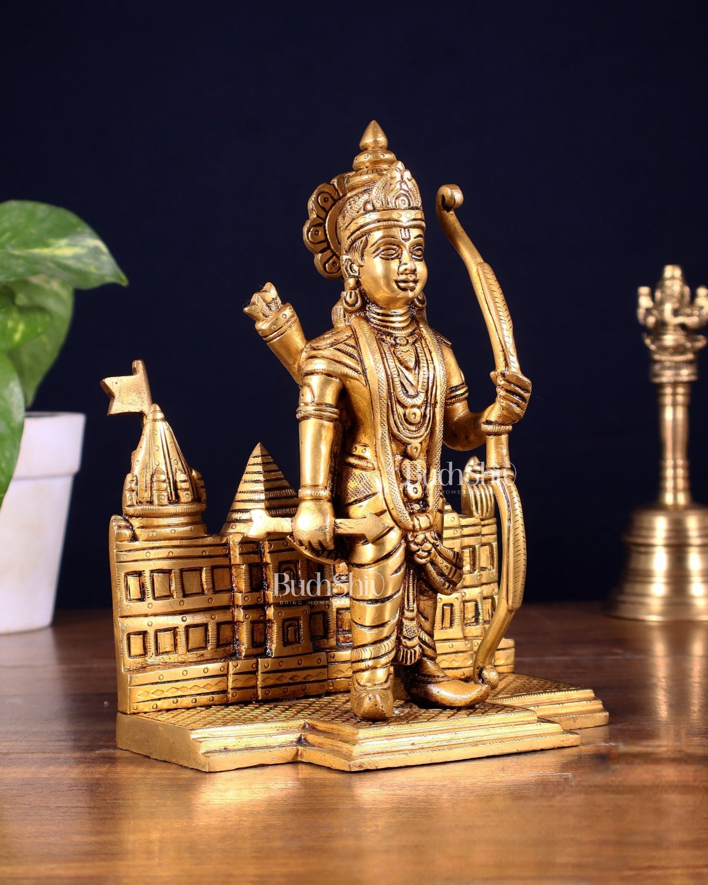 Brass standing Lord Ram idol 8" - Budhshiv.com