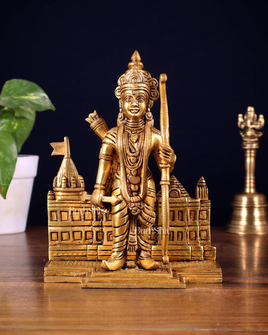 Brass standing Lord Ram idol 8" - Budhshiv.com