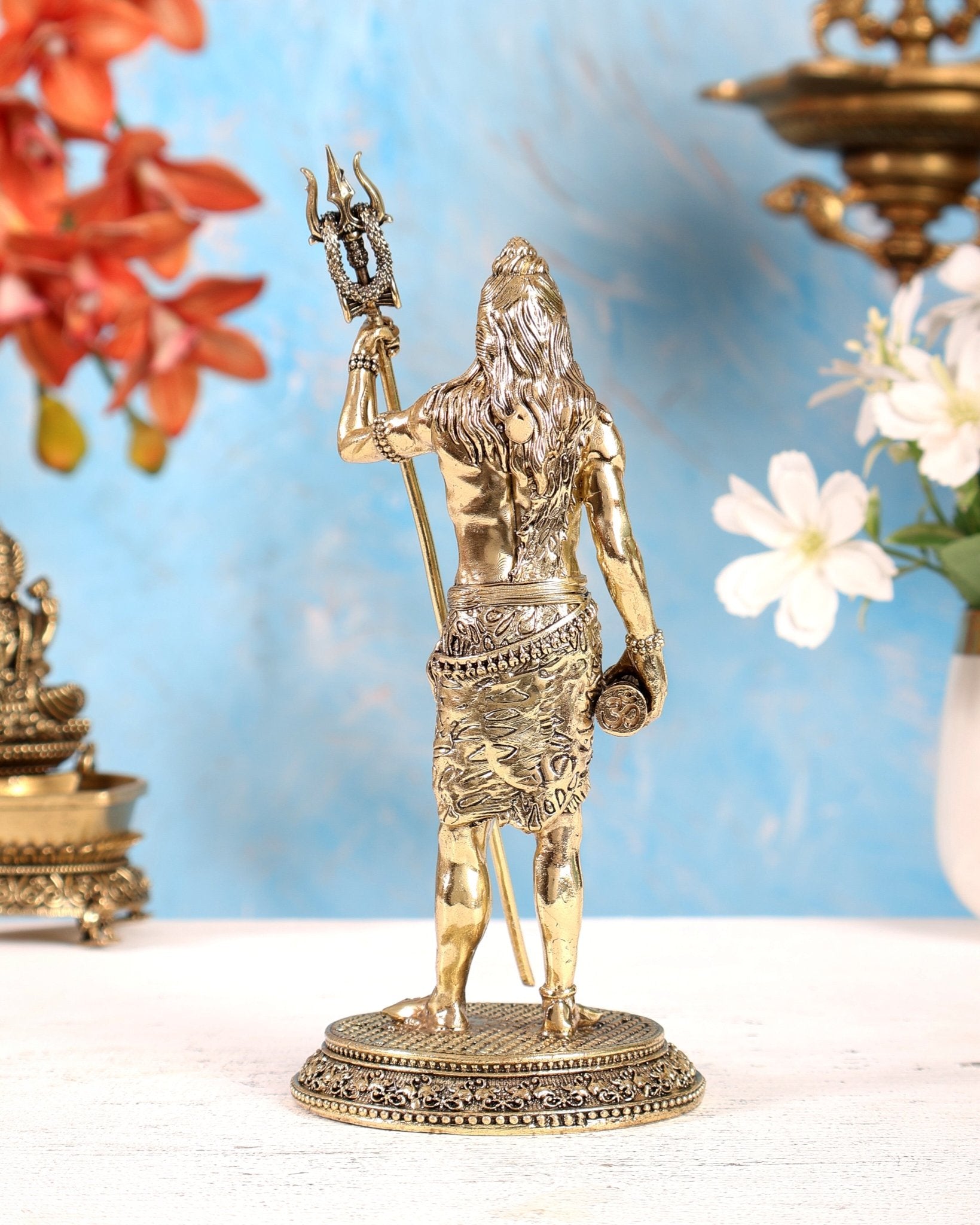 Brass Standing Lord Shiva Statue – Intricately Carved Divine Sculpture (7.5 Inches) - Budhshiv.com