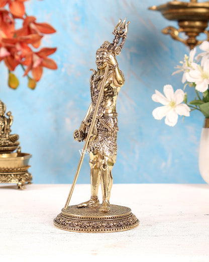 Brass Standing Lord Shiva Statue – Intricately Carved Divine Sculpture (7.5 Inches) - Budhshiv.com