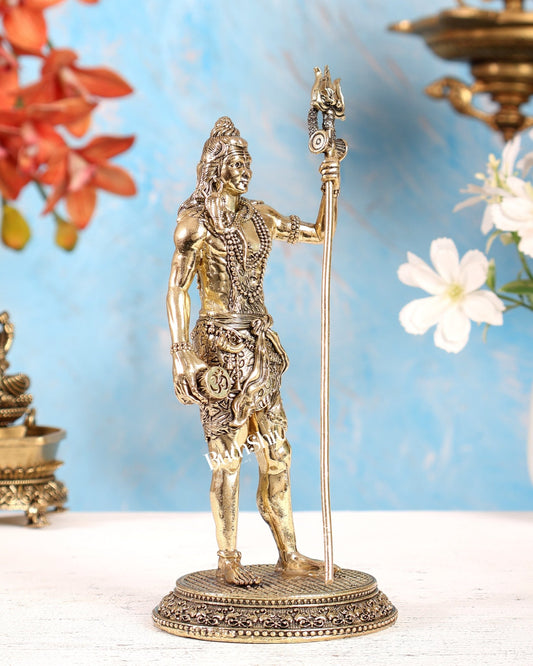 Brass Standing Lord Shiva Statue – Intricately Carved Divine Sculpture (7.5 Inches) - Budhshiv.com