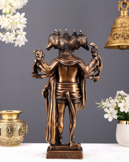 Brass Standing Panchmukhi Hanuman idol 14" vintage tone - Budhshiv.com