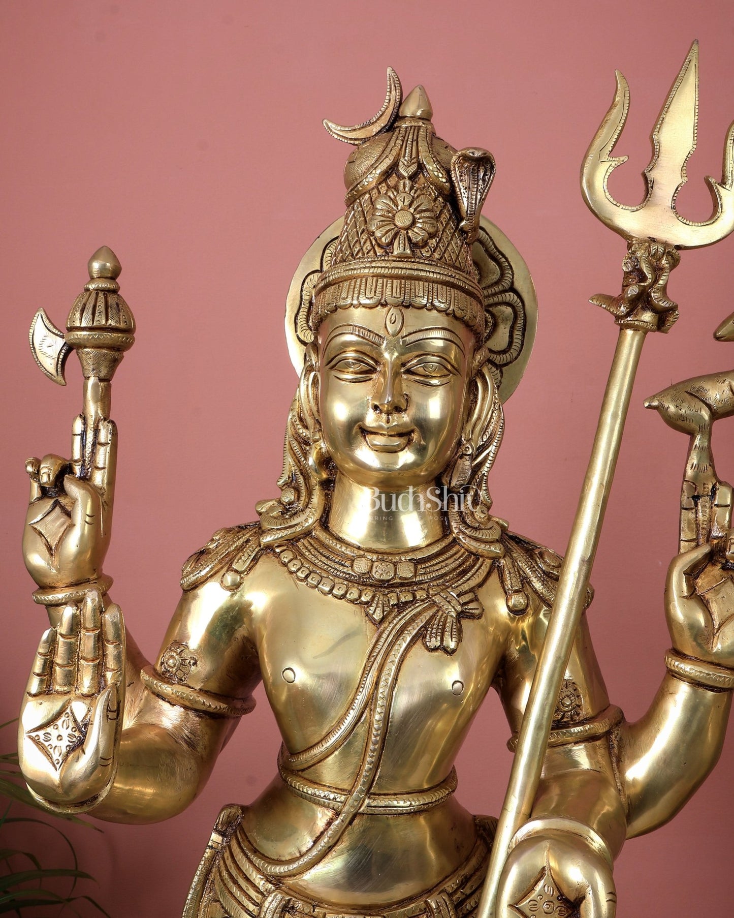 Brass Standing Shiva Parvati Kalyanam Murti Set (Marriage Statues, 37 Inch) - Budhshiv.com