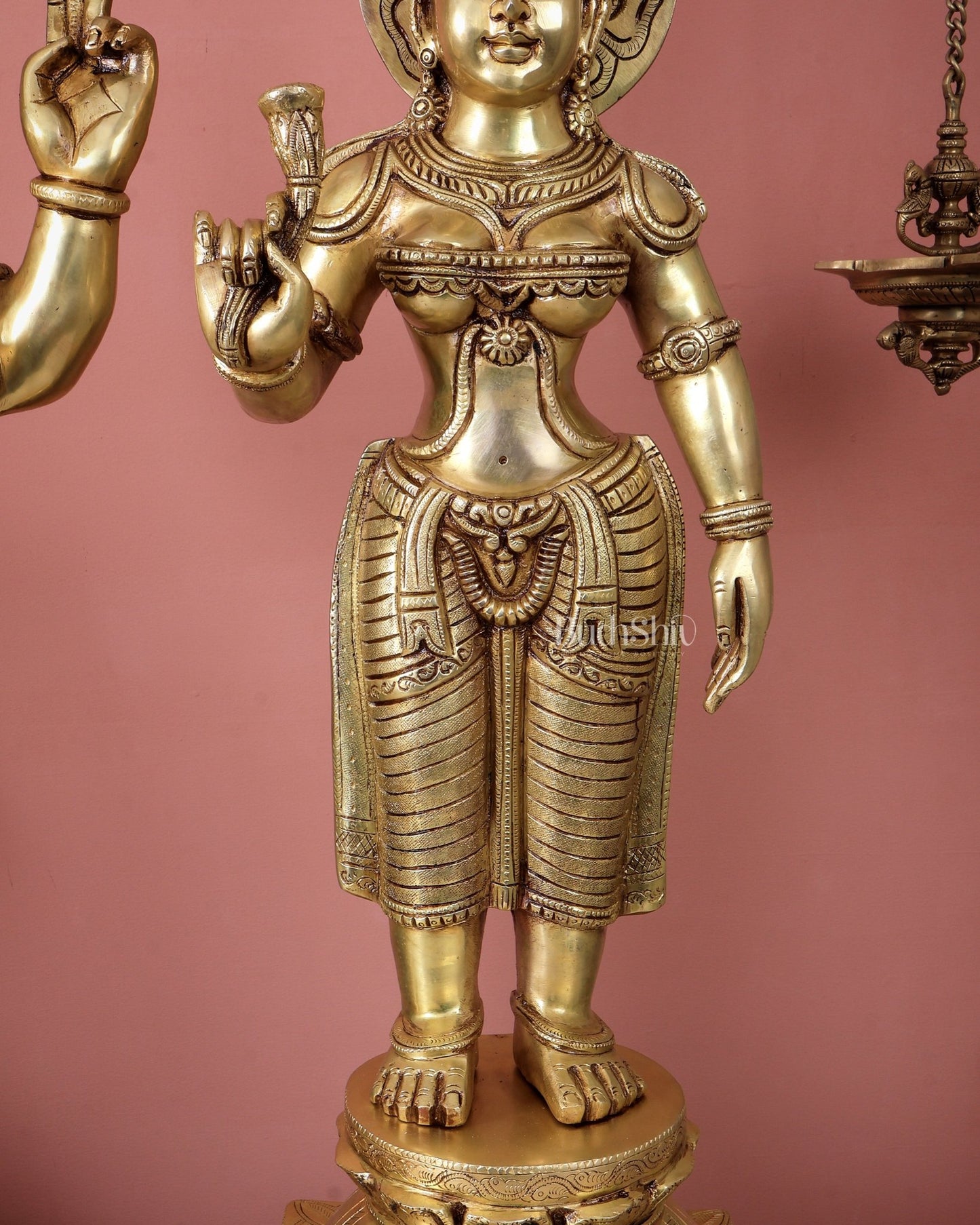 Brass Standing Shiva Parvati Kalyanam Murti Set (Marriage Statues, 37 Inch) - Budhshiv.com