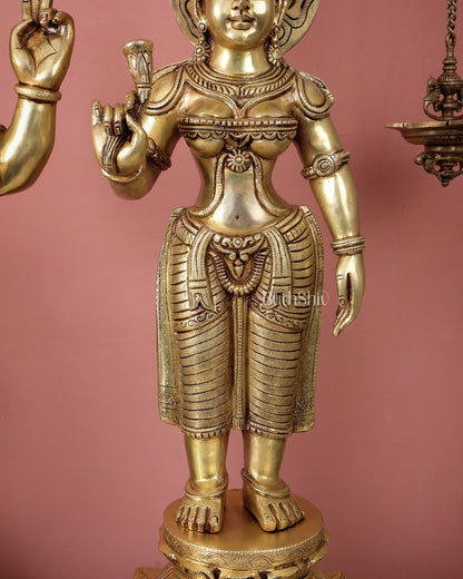 Brass Standing Shiva Parvati Kalyanam Murti Set (Marriage Statues, 37 Inch) - Budhshiv.com