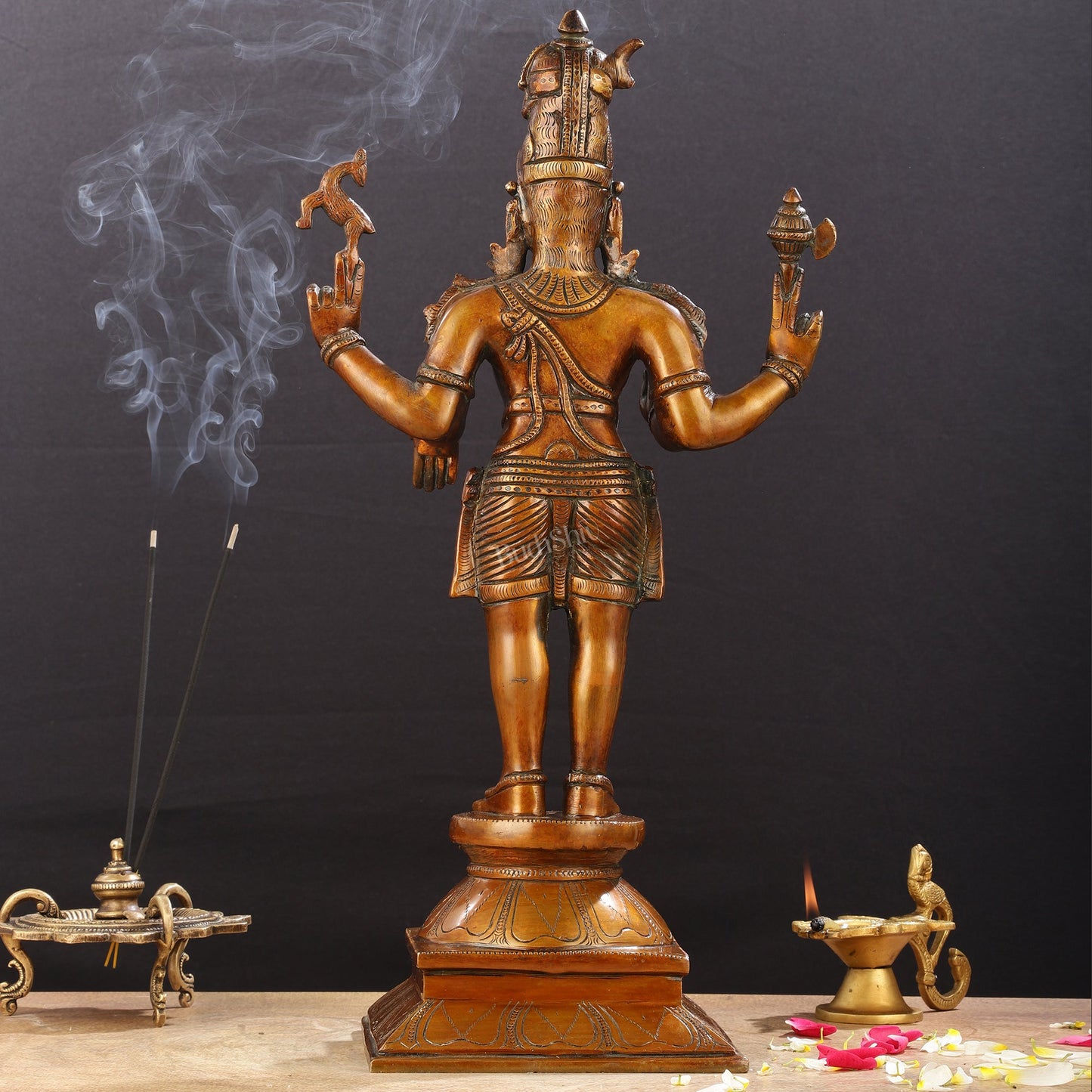Brass Standing Shiva Pashupatinath Statue 18 inch - Budhshiv.com