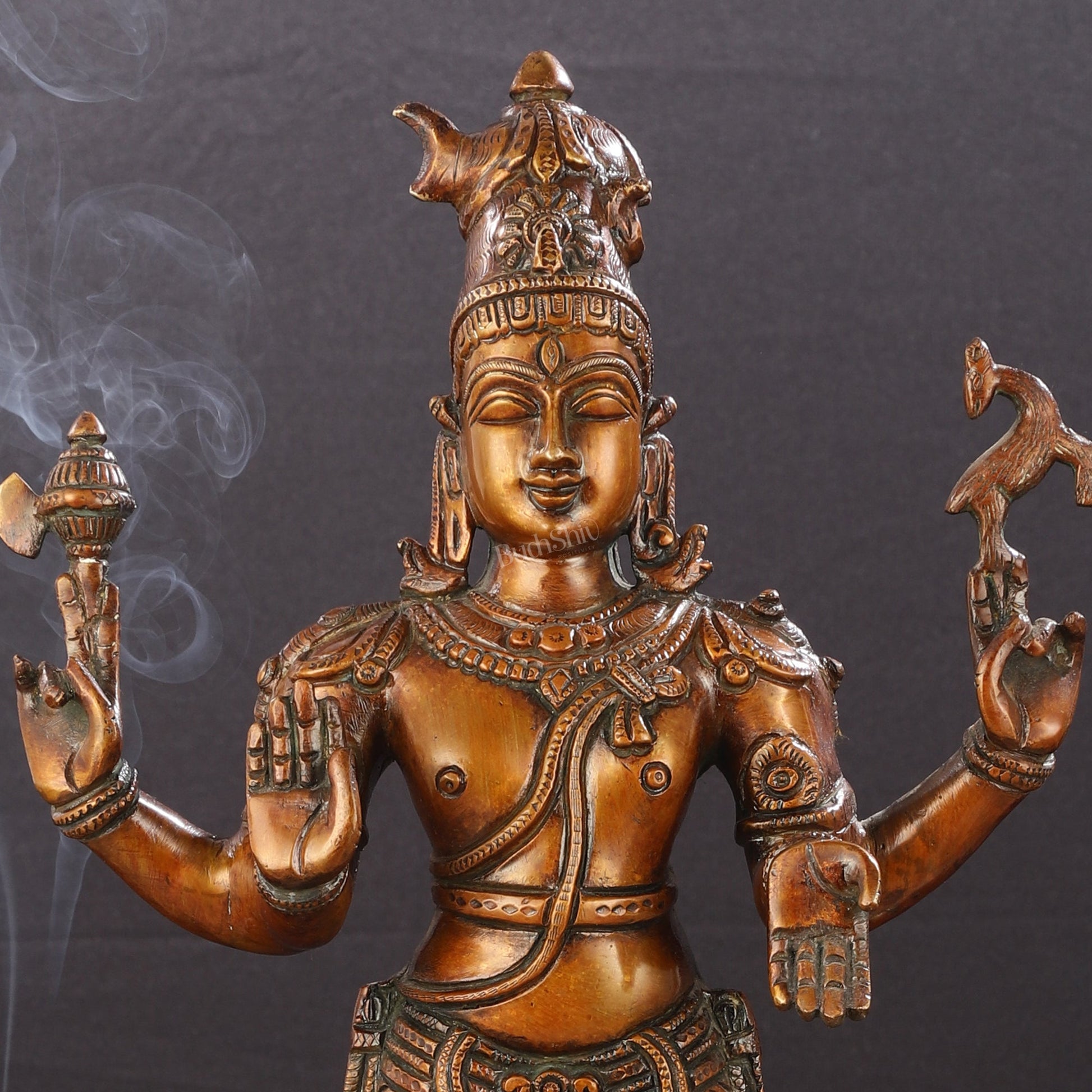 Brass Standing Shiva Pashupatinath Statue 18 inch - Budhshiv.com