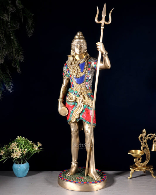 Brass Standing Shiva Statue 23 inch - Budhshiv.com