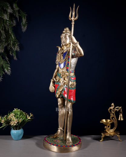 Brass Standing Shiva Statue 23 inch - Budhshiv.com