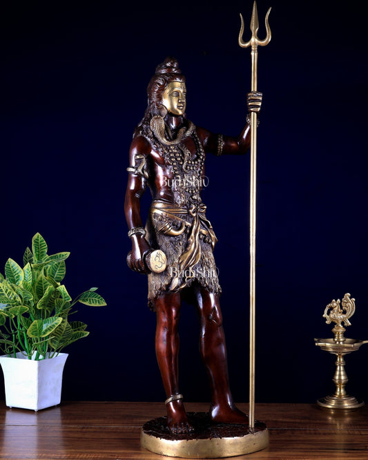 Brass Standing Shiva Statue – dual tone 26" - Budhshiv.com