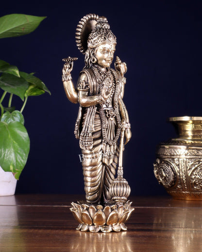 Brass Standing Vishnu Idol superfine carvings - Budhshiv.com