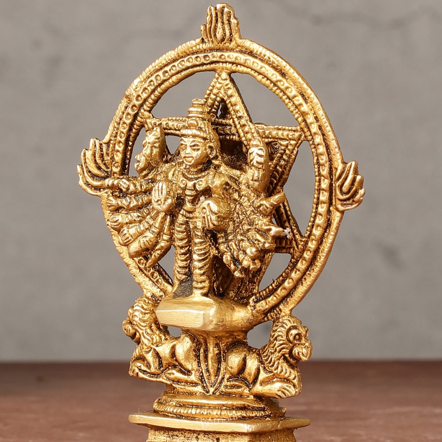 Brass Sudharashna Chakara Vishnu and Narsimha Chakrathazhwar 4" - Budhshiv.com
