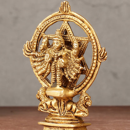 Brass Sudharashna Chakara Vishnu and Narsimha Chakrathazhwar 4" - Budhshiv.com