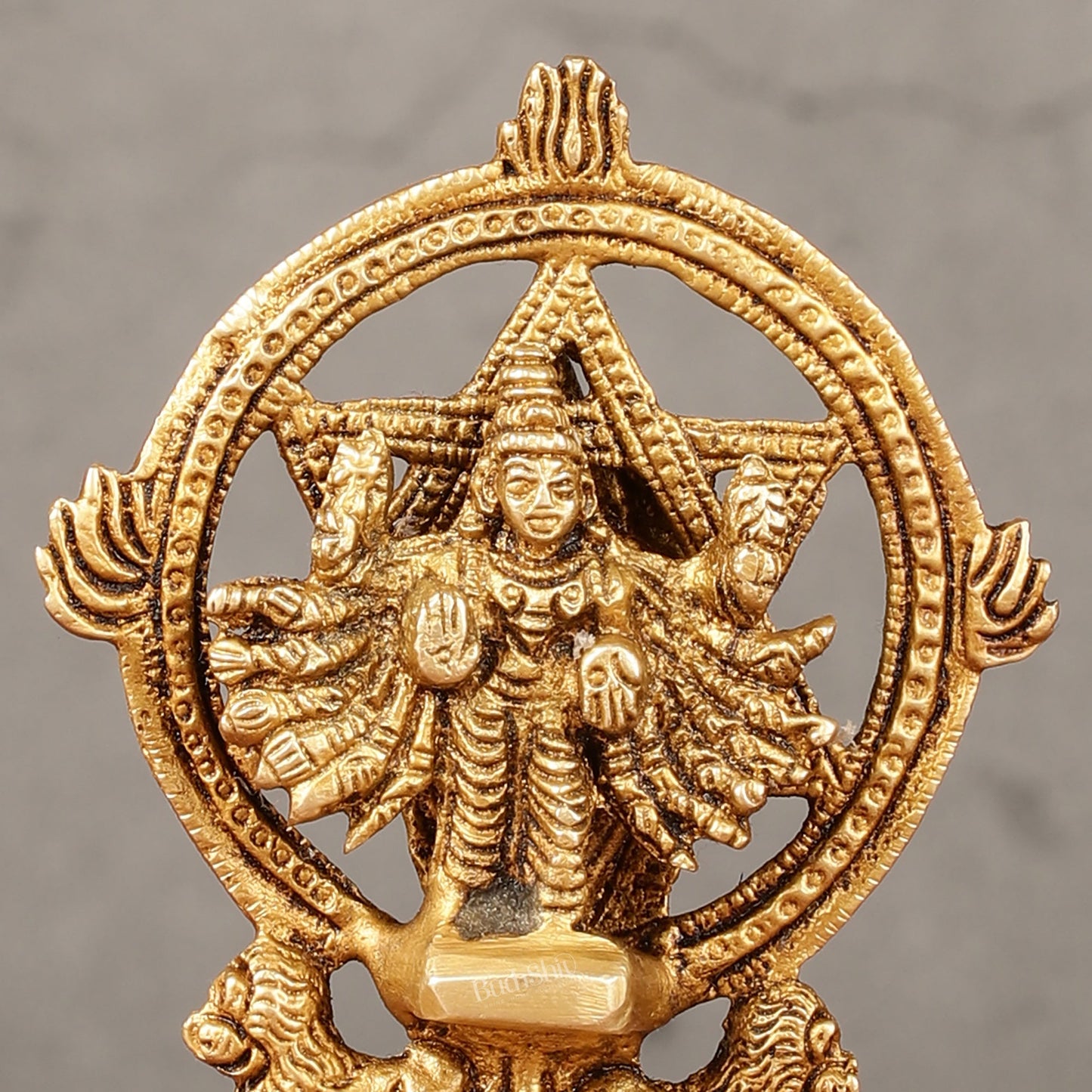 Brass Sudharashna Chakara Vishnu and Narsimha Chakrathazhwar 4" - Budhshiv.com