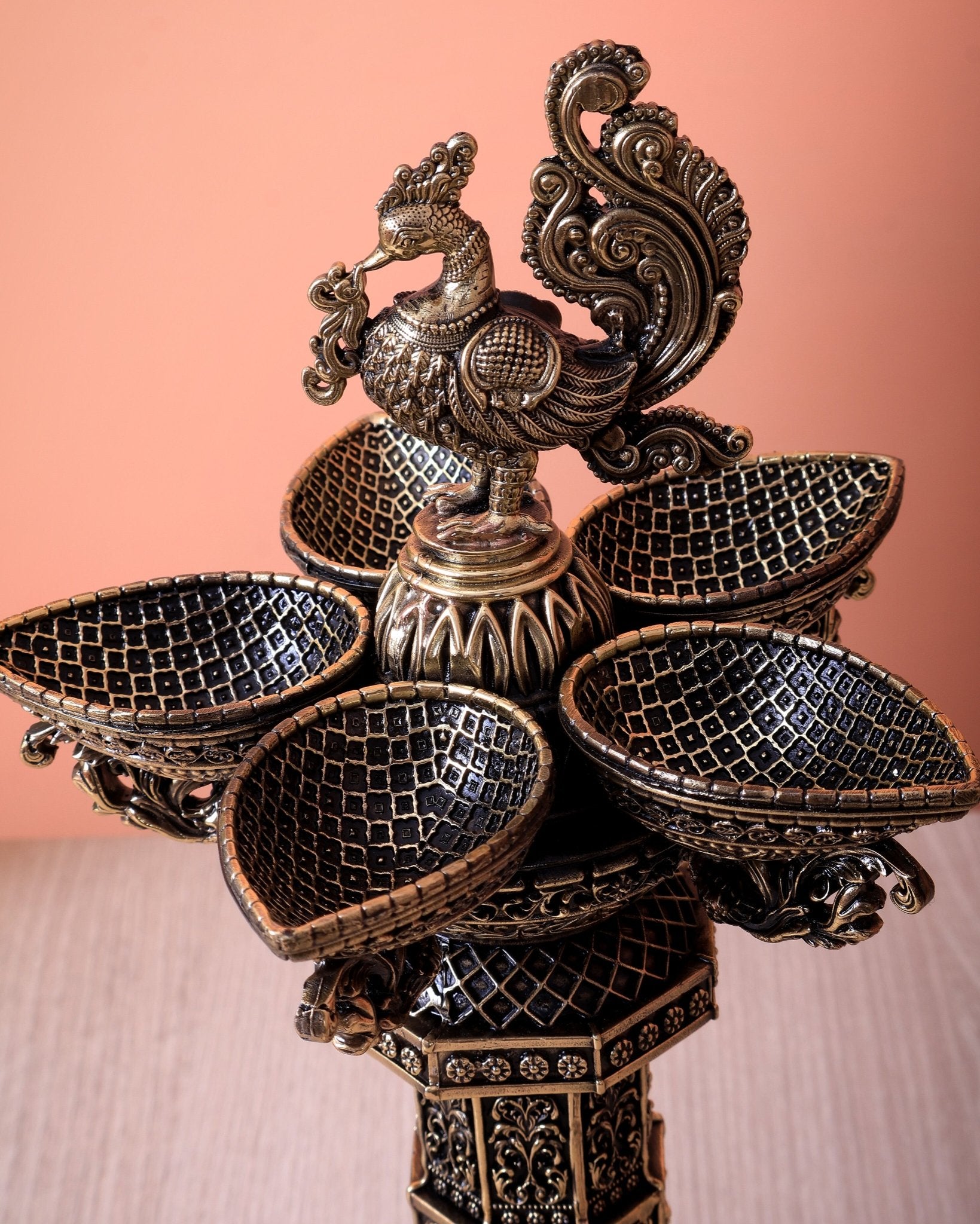 Brass Superfine Annam Pakshi Ashtalakshmi Samai Diya Tower Lamp (12 Inch) - Budhshiv.com