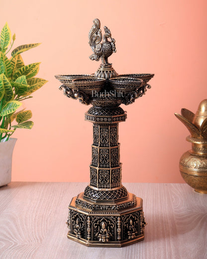 Brass Superfine Annam Pakshi Ashtalakshmi Samai Diya Tower Lamp (12 Inch) - Budhshiv.com