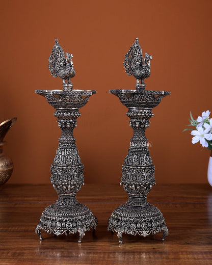 Brass Superfine Annam pakshi oil lamp diya samai 12 inch pair - Budhshiv.com