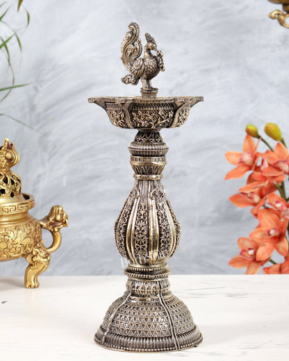 Brass Superfine Annam Pakshi Oil Lamp (Diya Samai) 12.5 inch - Budhshiv.com