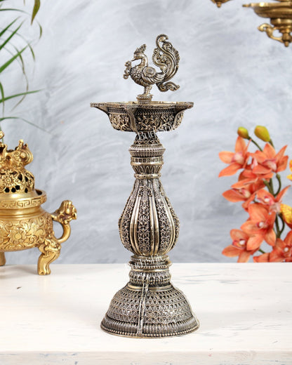 Brass Superfine Annam Pakshi Oil Lamp (Diya Samai) 12.5 inch - Budhshiv.com