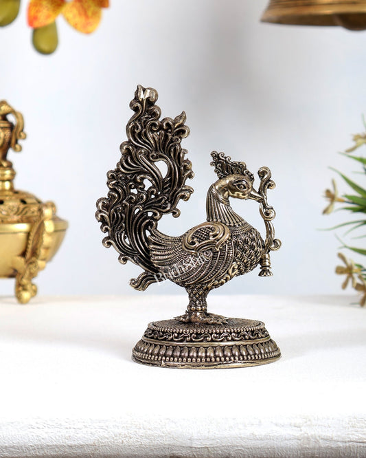 Brass Superfine Annam Pakshi Peacock Showpiece – Auspicious Vastu Sculpture (5.5 Inches) - Budhshiv.com