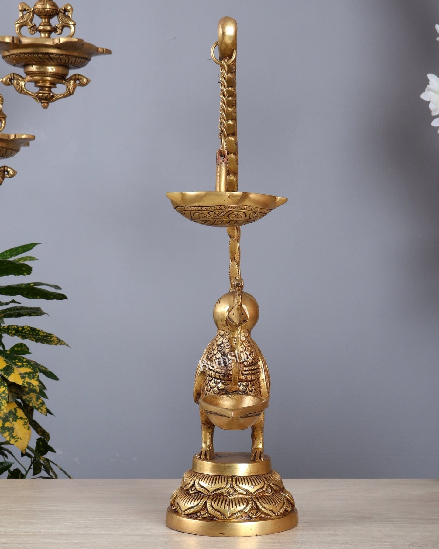 Brass Superfine Annam Pakshi Unique Oil Lamp Diya – 16 Inch Traditional Deepam - Budhshiv.com