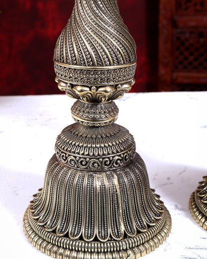 Brass Superfine Annam Pakshi Villaku Oil Lamp Diya | Pure Brass Swan Lamp | South Indian Temple Diya 12 inch - Budhshiv.com