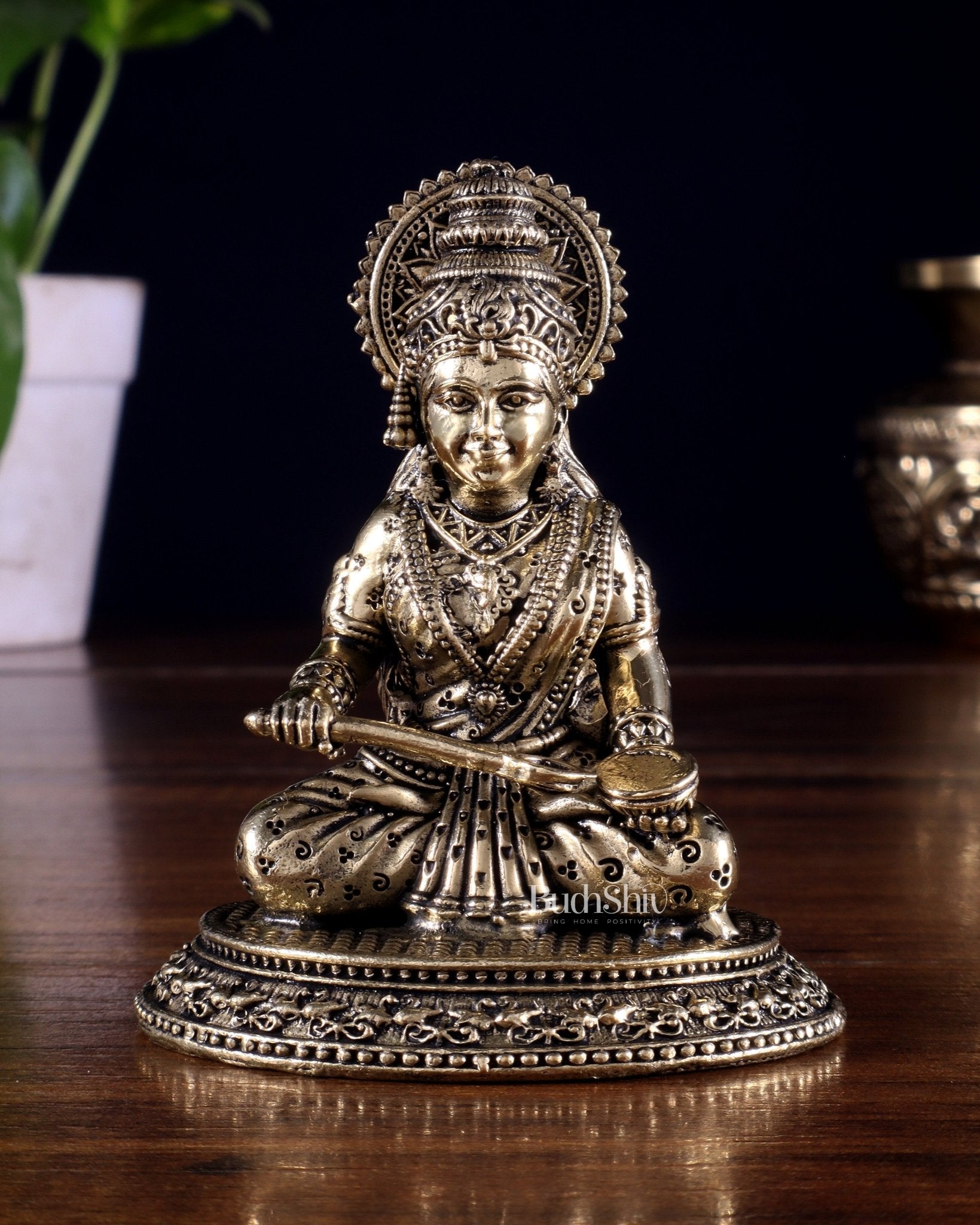 Brass Superfine Annapurna Devi Idol – 3.5 Inch - Budhshiv.com