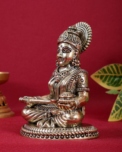 Brass Superfine Annapurna Devi Idol – 4 Inch Highly Detailed Sacred Statue (226 GM) - Budhshiv.com