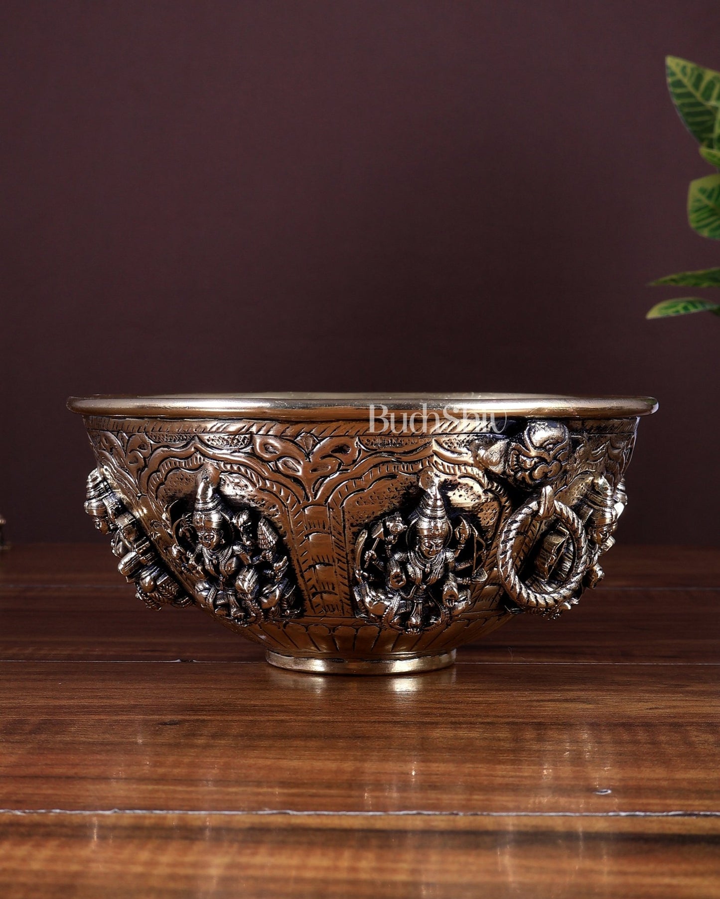 Brass Superfine Ashtalakshmi Bowl | Sacred Pooja Bowl for Daily Rituals (7 Inch) - Budhshiv.com