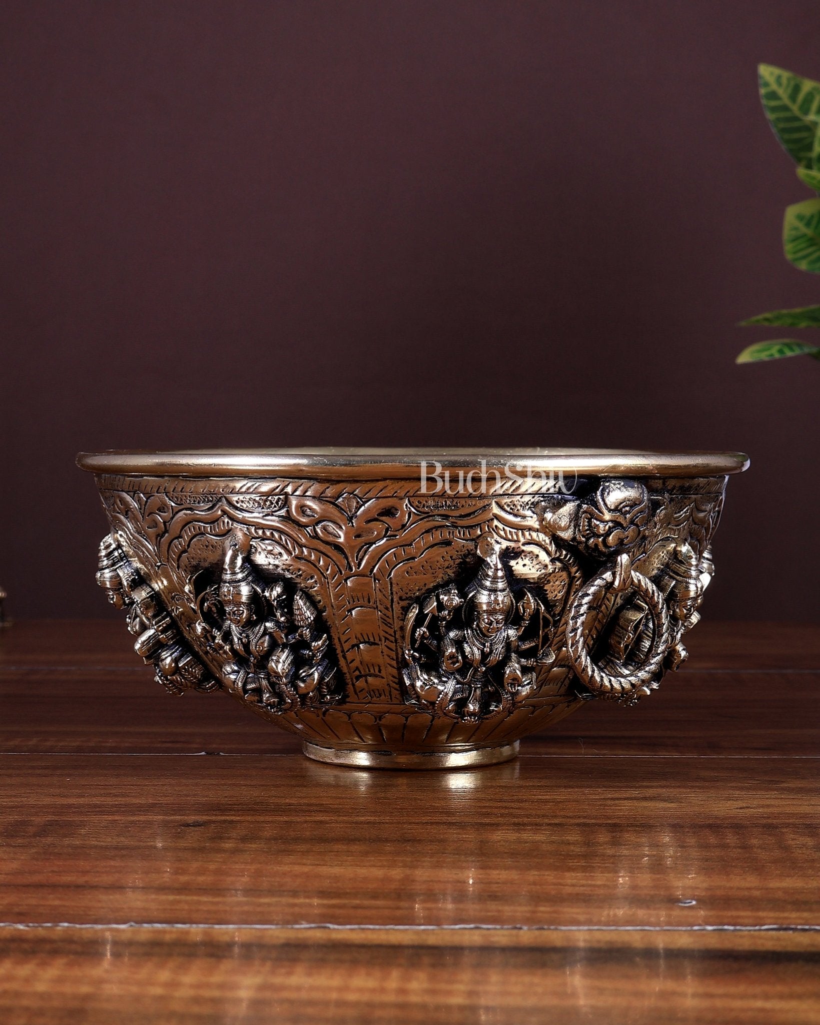 Brass Superfine Ashtalakshmi Bowl | Sacred Pooja Bowl for Daily Rituals (7 Inch) - Budhshiv.com