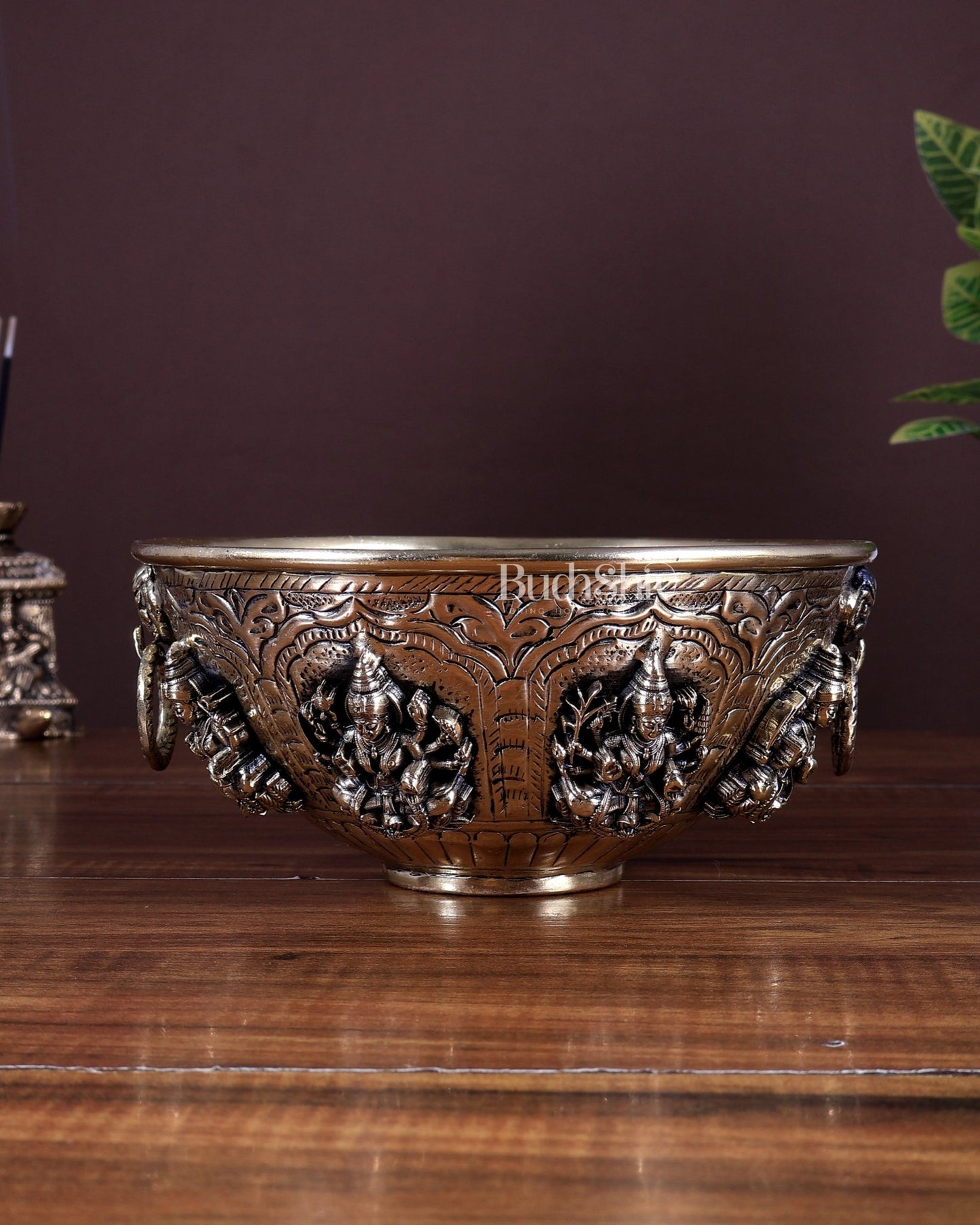 Brass Superfine Ashtalakshmi Bowl | Sacred Pooja Bowl for Daily Rituals (7 Inch) - Budhshiv.com