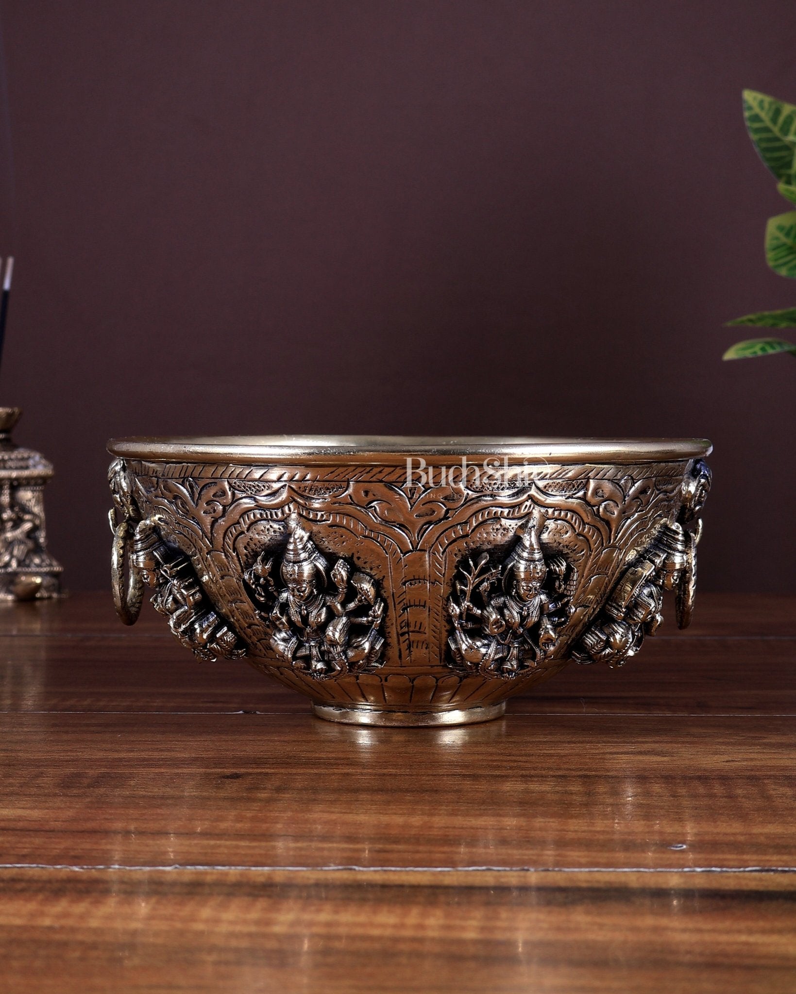 Brass Superfine Ashtalakshmi Bowl | Sacred Pooja Bowl for Daily Rituals (7 Inch) - Budhshiv.com