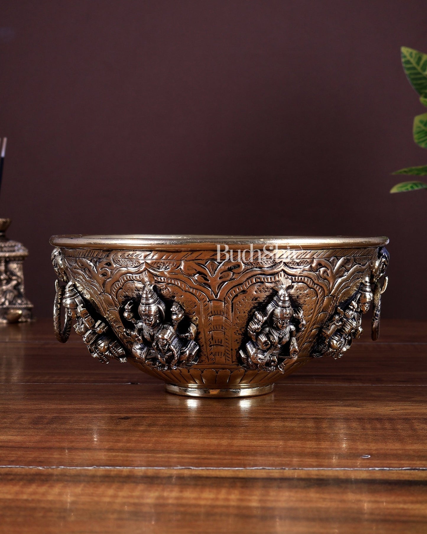 Brass Superfine Ashtalakshmi Bowl | Sacred Pooja Bowl for Daily Rituals (7 Inch) - Budhshiv.com