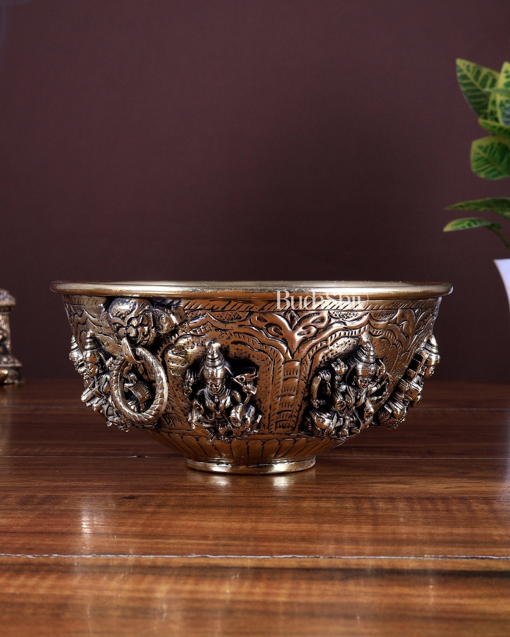 Brass Superfine Ashtalakshmi Bowl | Sacred Pooja Bowl for Daily Rituals (7 Inch) - Budhshiv.com